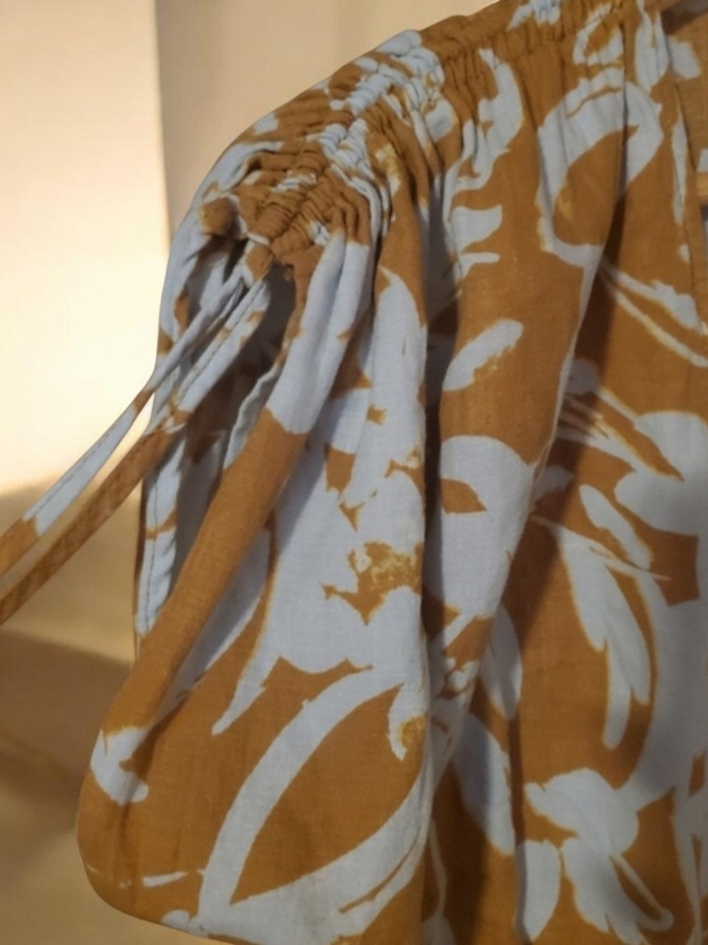 Ava & Viv Mustard Yellow Floral Midi Dress with White Print - Picture 3 of 4